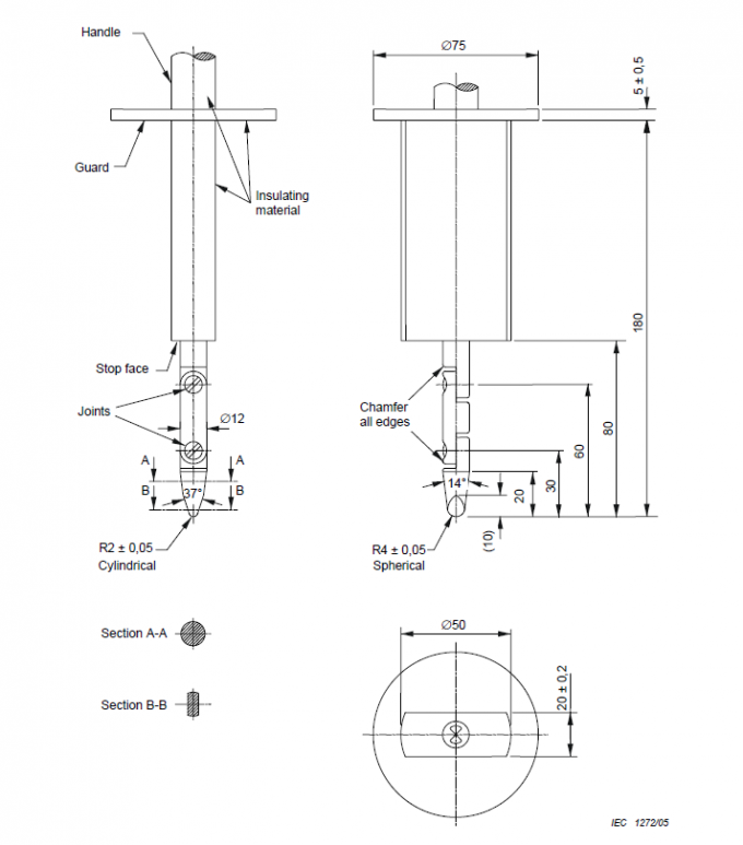 Jointed Test Probe For Equipment , IEC62368-1-Figure V.2 0