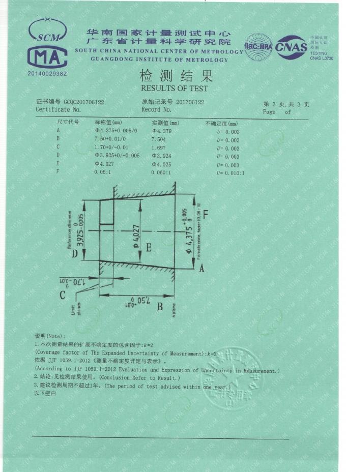 ISO594-1 Fig 3b Ring Gage For Male Luer Connectors 0