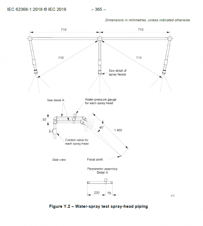 Water Spray Test Apparatus , IEC 62368-1 Annex Y.5.3 Water Spray Test 0