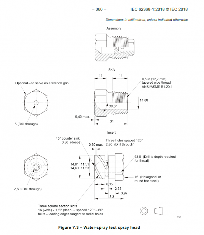 Water Spray Test Apparatus , IEC 62368-1 Annex Y.5.3 Water Spray Test 1