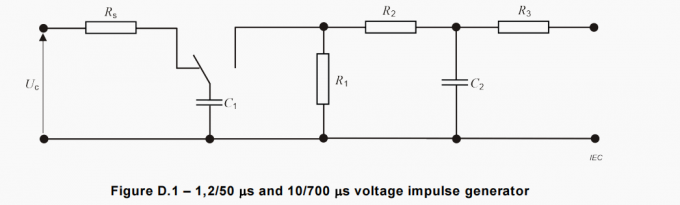 IEC62368 Figure D.1 1,2/50 µS And 10/700 µS Voltage Impulse Generator,IEC62368 Antenna Interface Test Generator Circuit 0