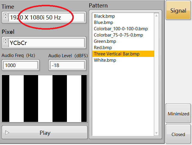 Three Vertical Bar Signal IEC62368 Three Vertical Bar Signal.RDL-100 video signal generator 3