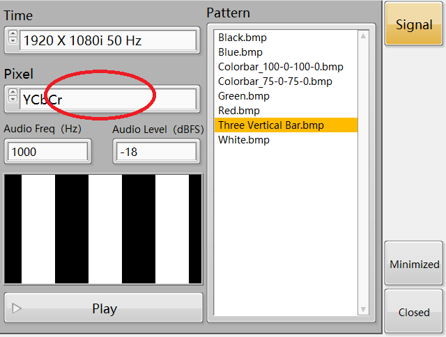 Three Vertical Bar Signal IEC62368 Three Vertical Bar Signal.RDL-100 video signal generator 6