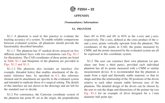 ASTM F2554 22 Phantom Evaluating Tracking Accuracy Of A System 0